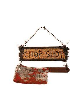 Forum Novelties Scary Chop Shop Sign With Cleaver Halloween Prop
